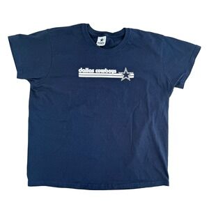 Dallas Cowboys Navy Blue Graphic sparkle 90s T Shirt Authentic Apparel X-Large